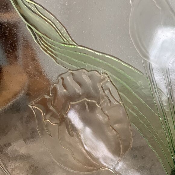 Vintage Tulip L.E. Smith Glass Co. Floral 13" Platter Plate - Picture 11 of 15